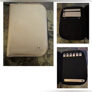 H Halston Jewelry Travel Organizer Case Portfolio Holder Gold 9"x6" full Zip